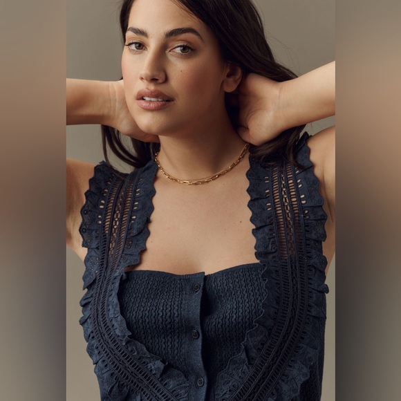 ✨Anthropologie Crafted Bib Sweater Tank Sz XL - Picture 2 of 10